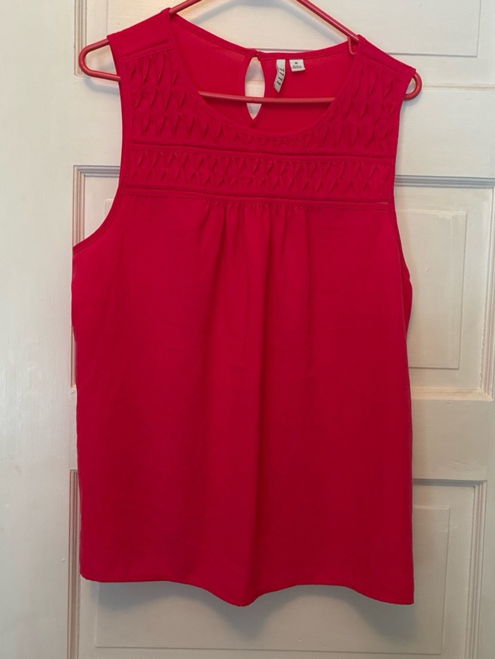 Elle Pink Sleeveless Tank Top with Lace Yoke